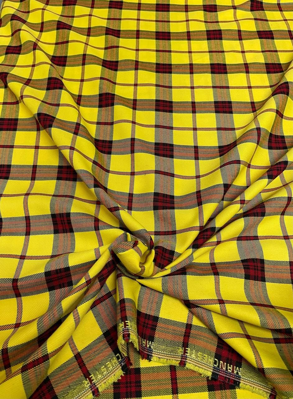 Tartan Scozzese Poliestere Giallo Quadretto Rosso - WorldTessuti