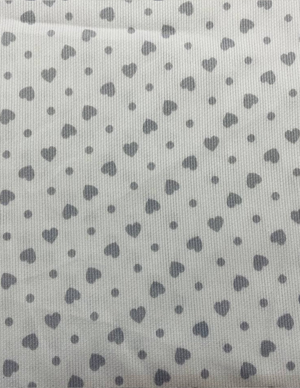 Cotone Piquet Millerighe Cuoricino Pois Grigio - WorldTessuti