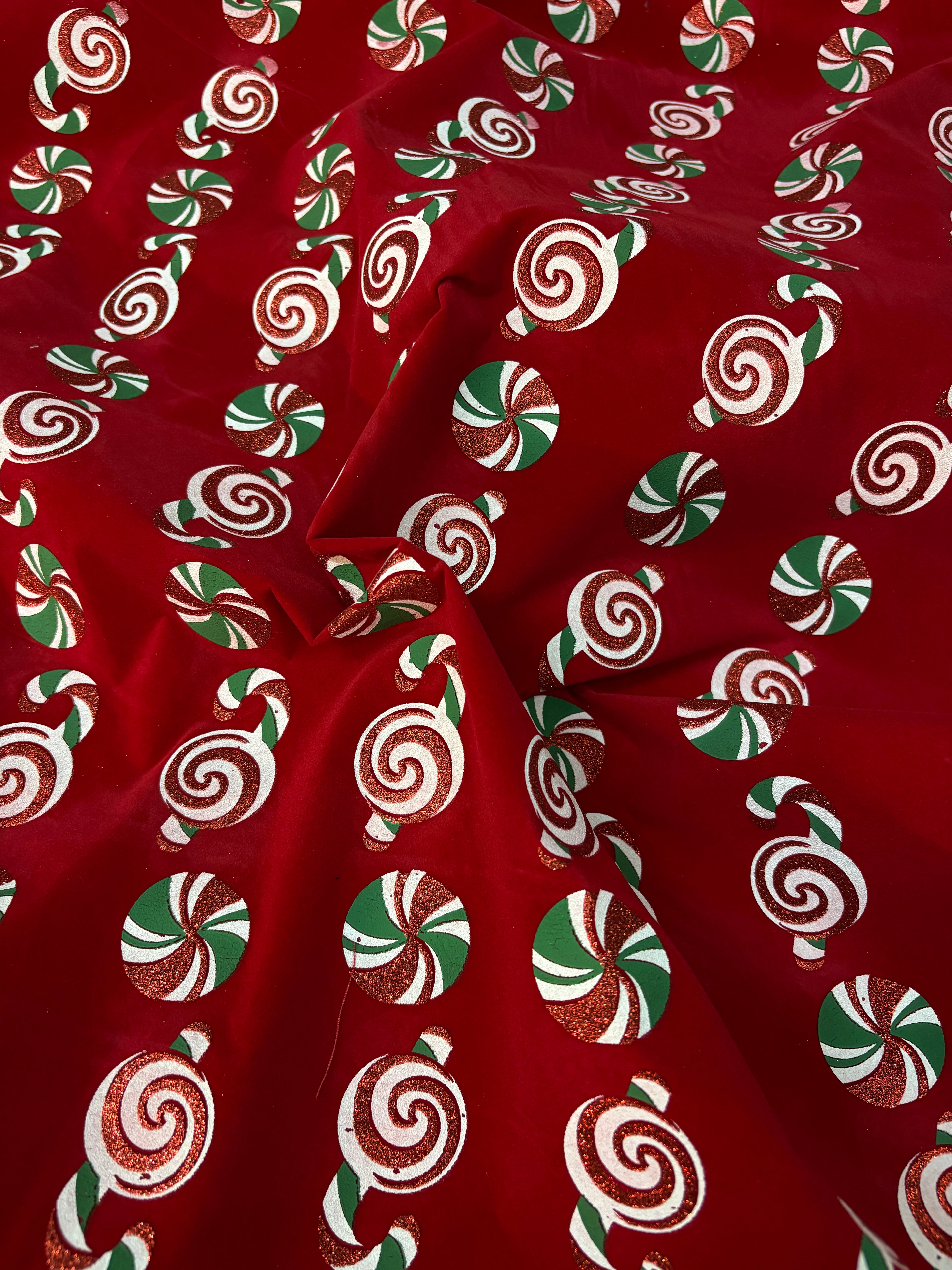 Velluto Rosso Floccato Natalizio