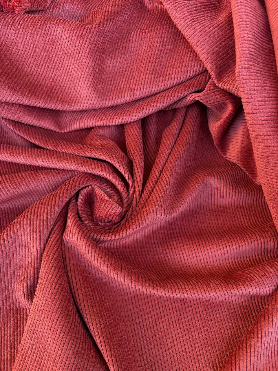 Velluto Rigatino Cotone Coste Arancio Pompeiano