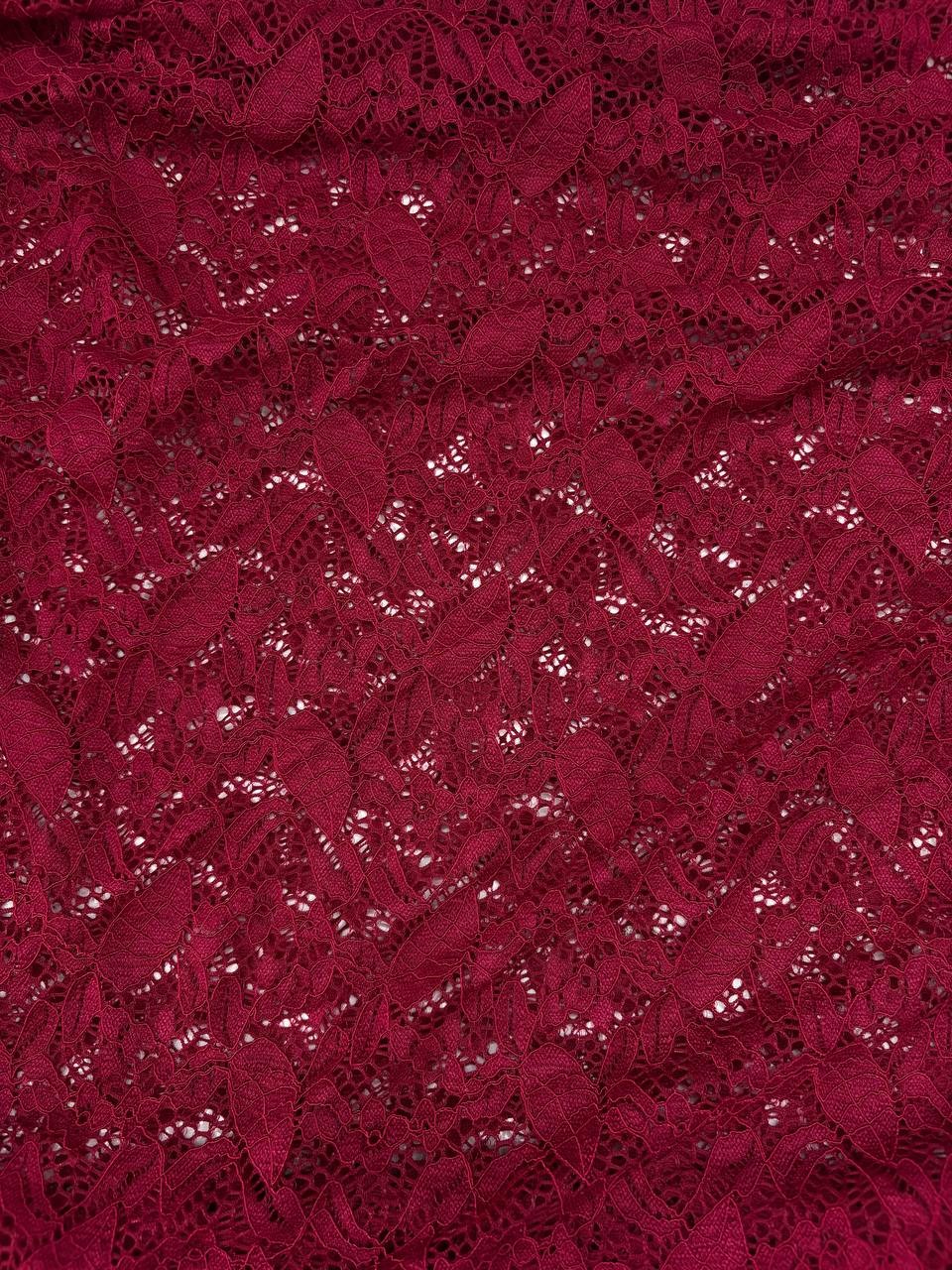 Pizzo Umbria Elastico Rosso Scuro - WorldTessuti
