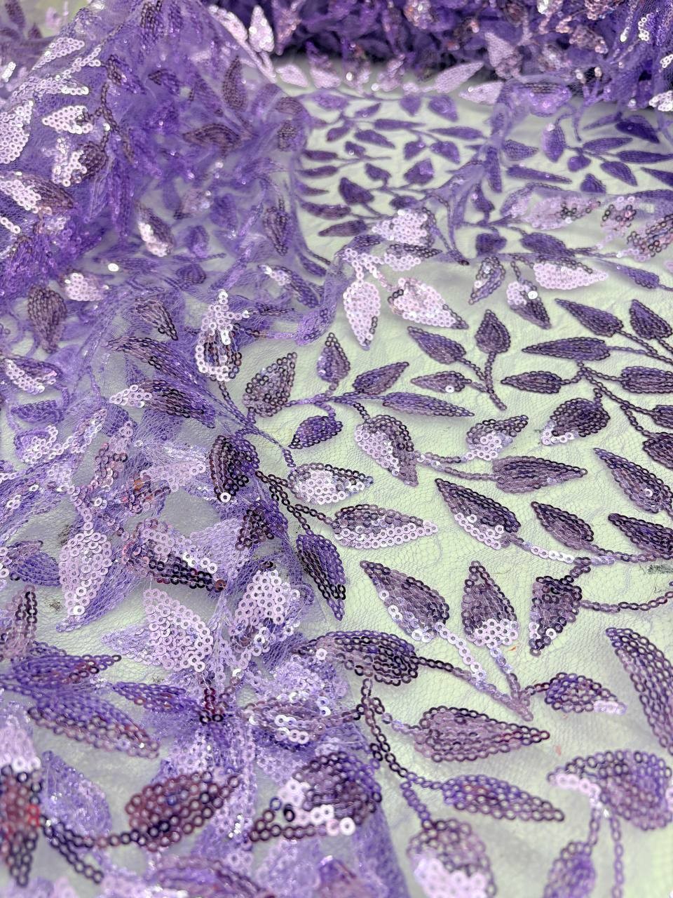 Pizzo Pailettes Ramace Lillà - WorldTessuti