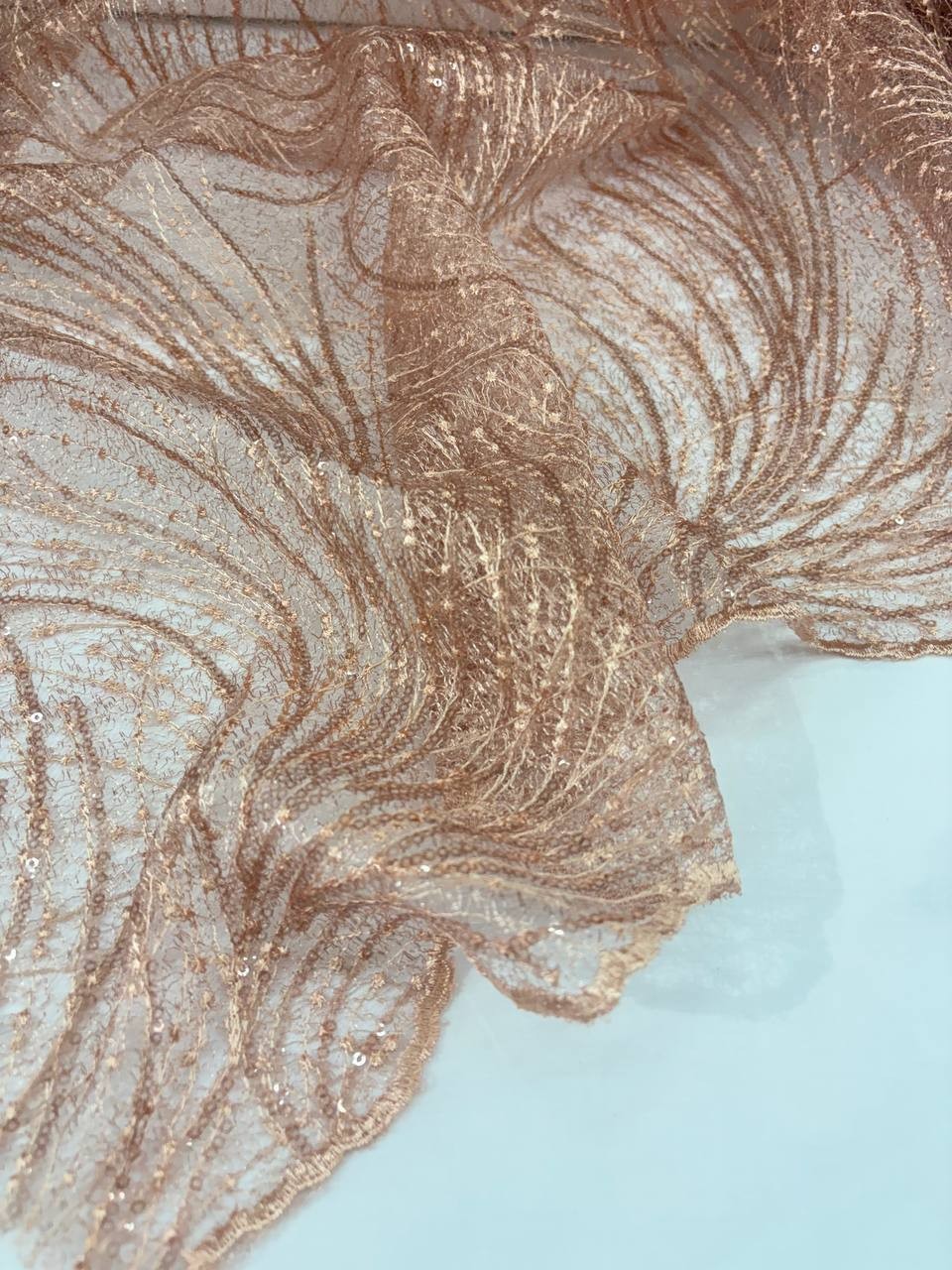 Pizzo Venezia Pailettes Rosa Cipria