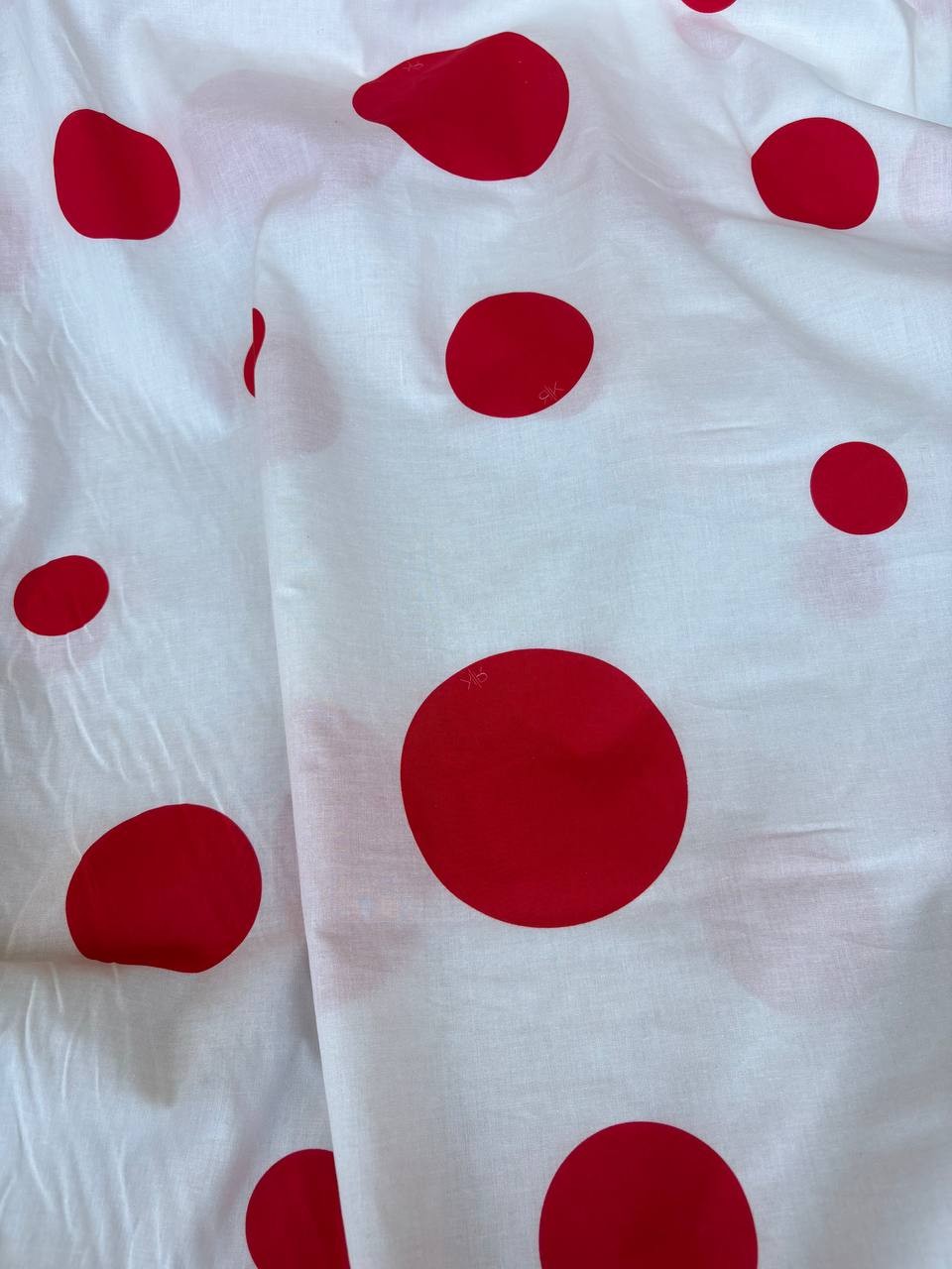 Cotone Percalle Pois Rosso Brand