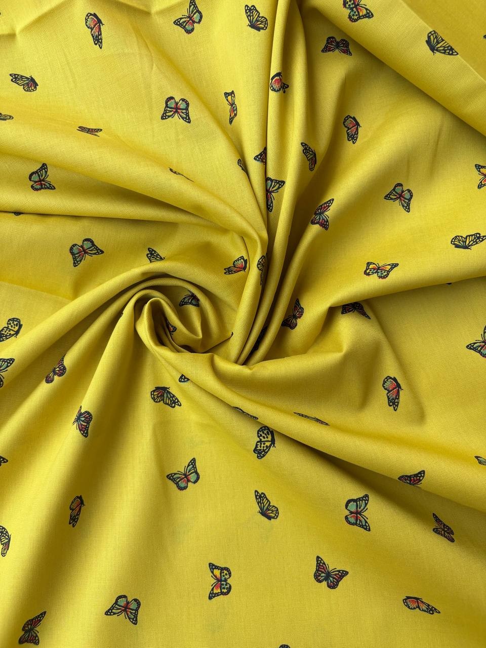 Cotone Percalle Liberty Farfallina Giallo