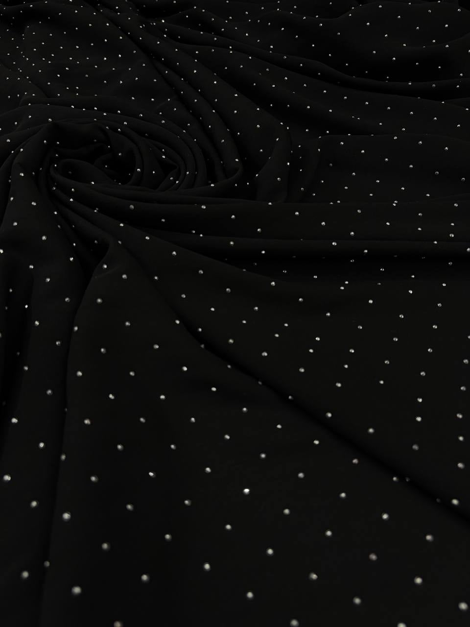 Triplo Georgette Nero Punto Luce Glitter - WorldTessuti