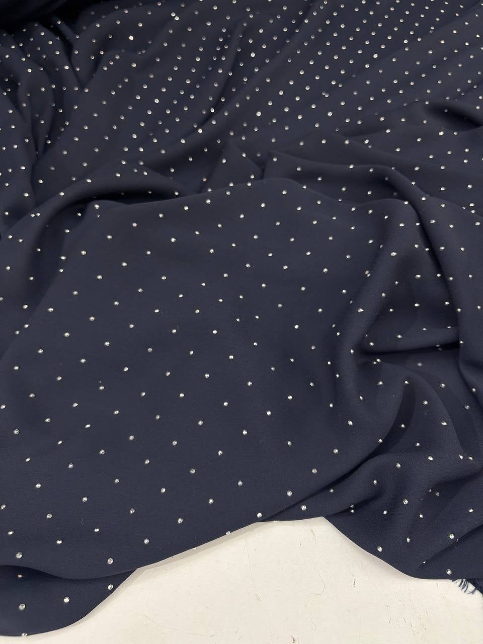 Triplo Georgette Blu Scuro Punto Luce Glitter