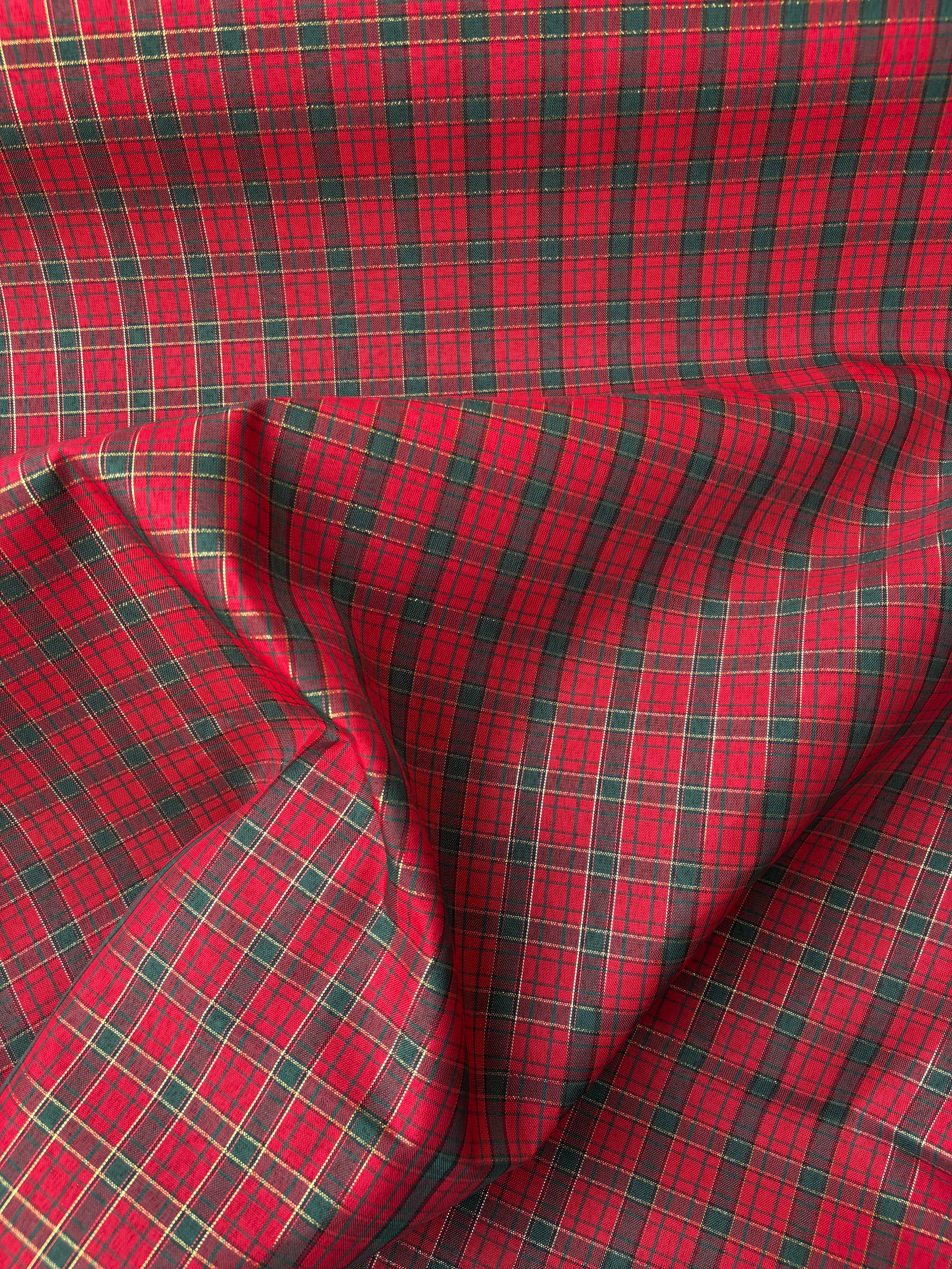 Tartan cotone tinto in filo Glitter oro h140 tre varianti