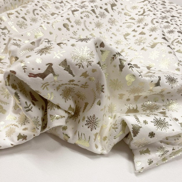 Velluto Panna Natalizio Fantasia Dorata