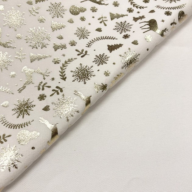 Velluto Panna Natalizio Fantasia Dorata