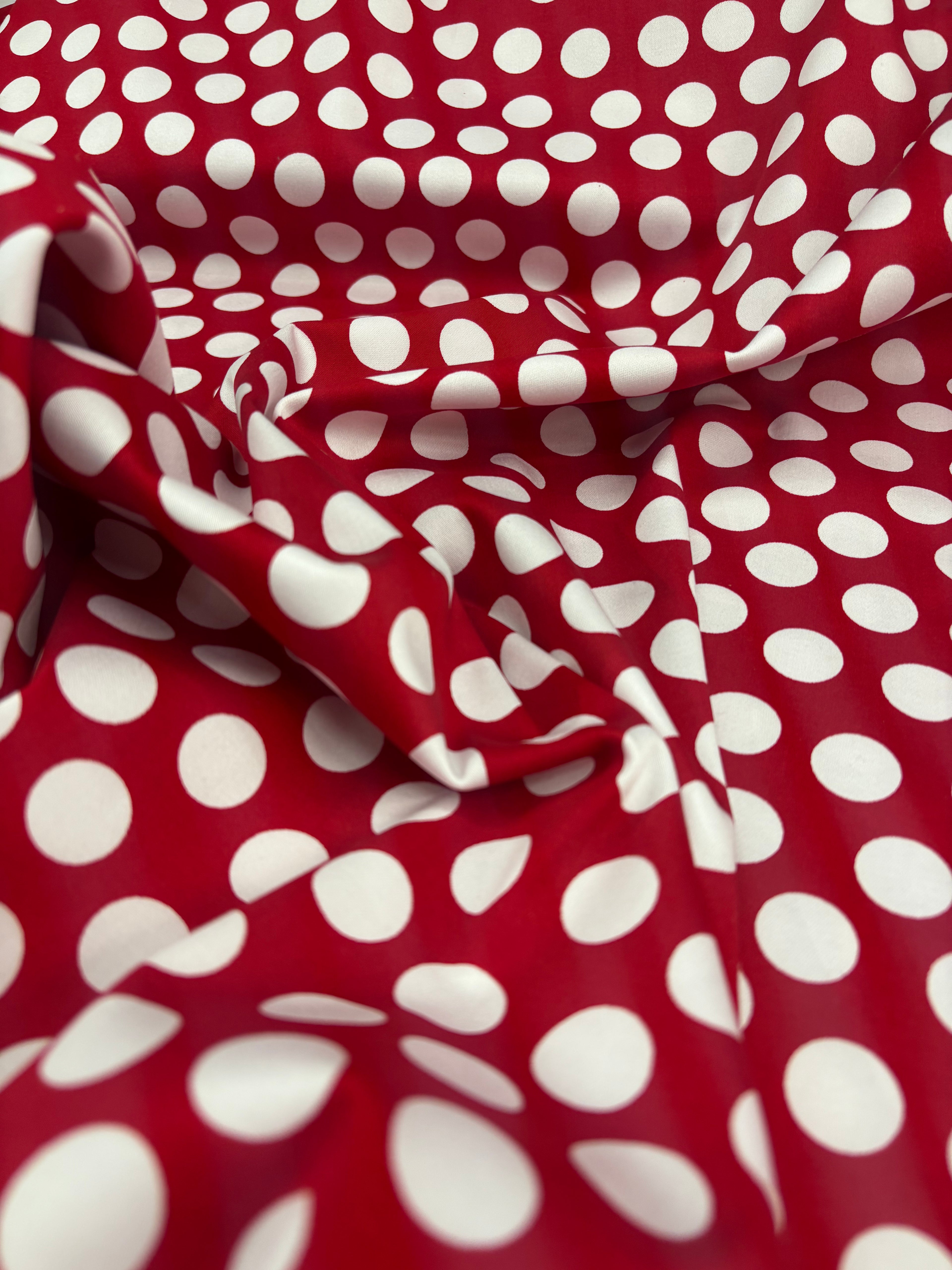 Rasatello Cotone Pois Rosso