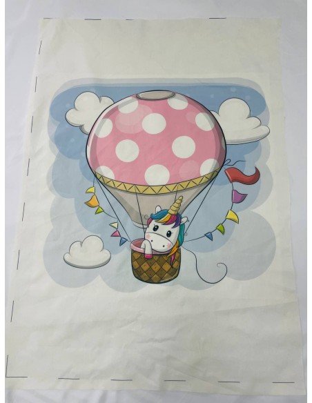 Pannello Cotone Unicorno Mongolfiera 100x140