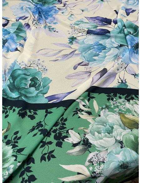 Scampolo CHIFFON FLOREALE BALZA VERDE ACQUA 200x150