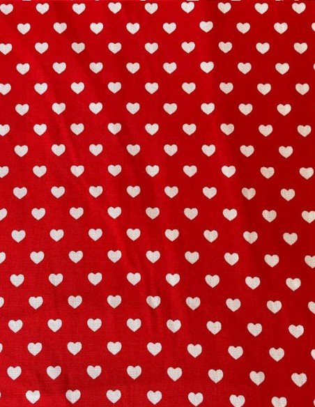Tessuto Cotone Cuori Cuoricini Rosso 150H