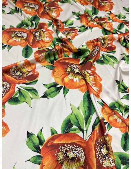 Satin Cady Floreale Papavero 160x150