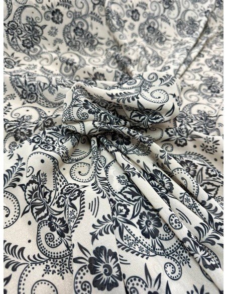 Georgette Floreale Black White
