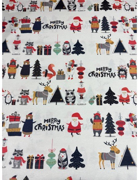 Panama Cotone Patchwork Natalizio Christmas Renna