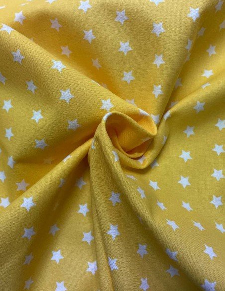 Tessuto Cotone Stelle Gialle 150H