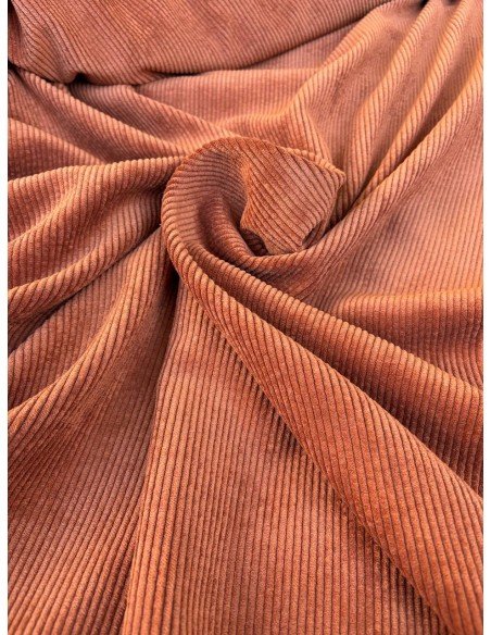 Velluto Rigatino Cotone Arancio Mattone