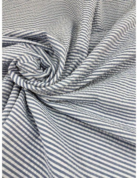 Tessuto Cotone Clo Clo Rigato Azzurro