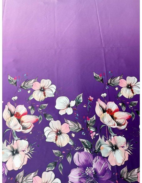 Tessuto Rasone Elastico Floreale Balza Viola