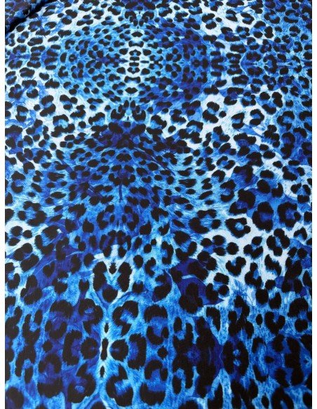 Lycra Animalier Leopardato Sfumature Blu