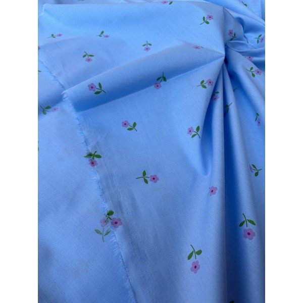 Cotone Percalle Liberty Fiorellino Celeste