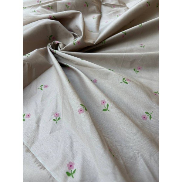 Cotone Percalle Liberty Fiorellino Tortora
