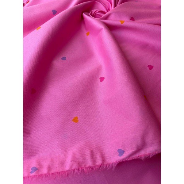 Cotone Percalle Liberty Cuore Fucsia