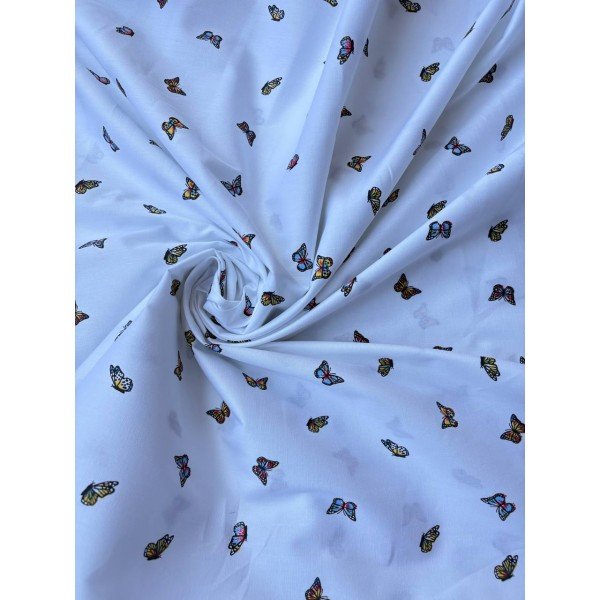 Cotone Percalle Liberty Farfallina Bianco