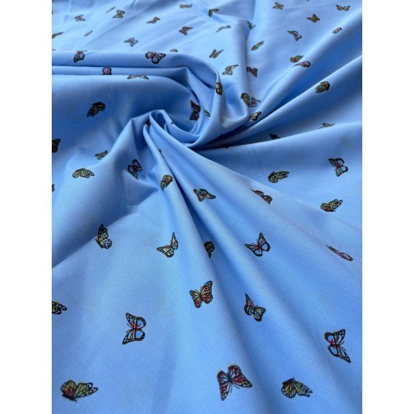 Cotone Percalle Liberty Farfallina Celeste