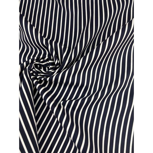 Cotone Popeline Nero Bianco Riga Bacchettina