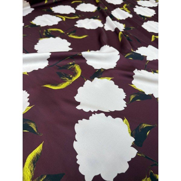 Tessuto Satin Manoseta Floreale Eleganza