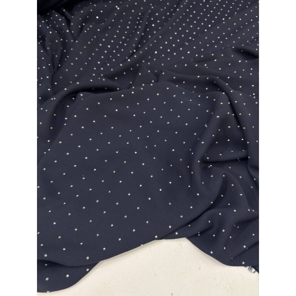 Triplo Georgette Blu Scuro Punto Luce Glitter