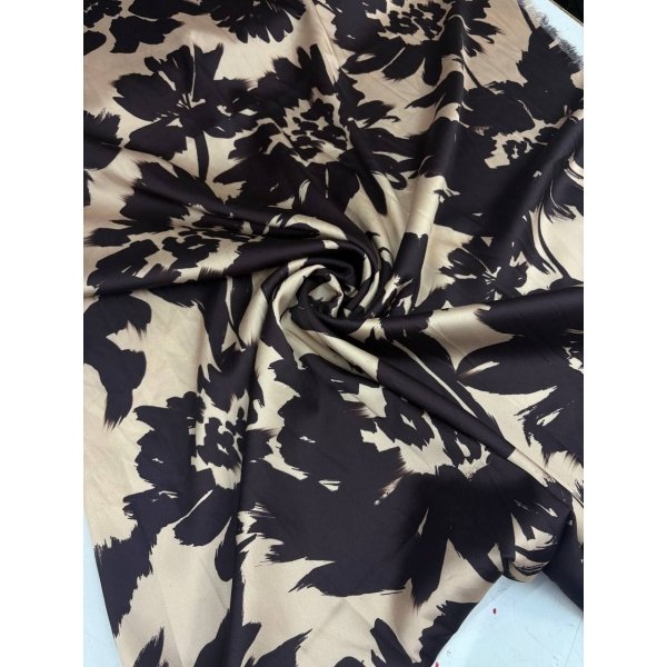 Scampolo Satin Floreale Marroncino 2,50X1,50
