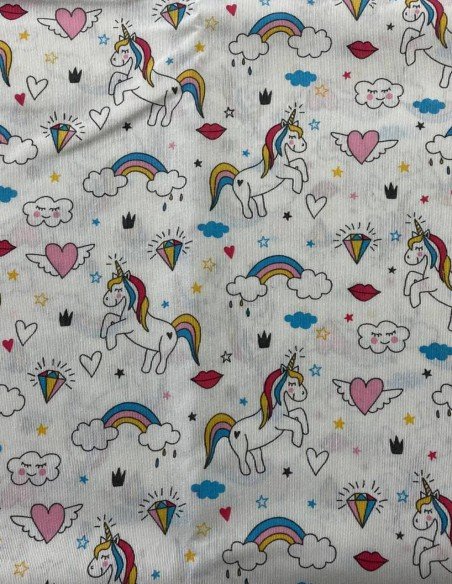 Scampolo Tessuto Cotone Doppio Loneta Unicorni 270X280