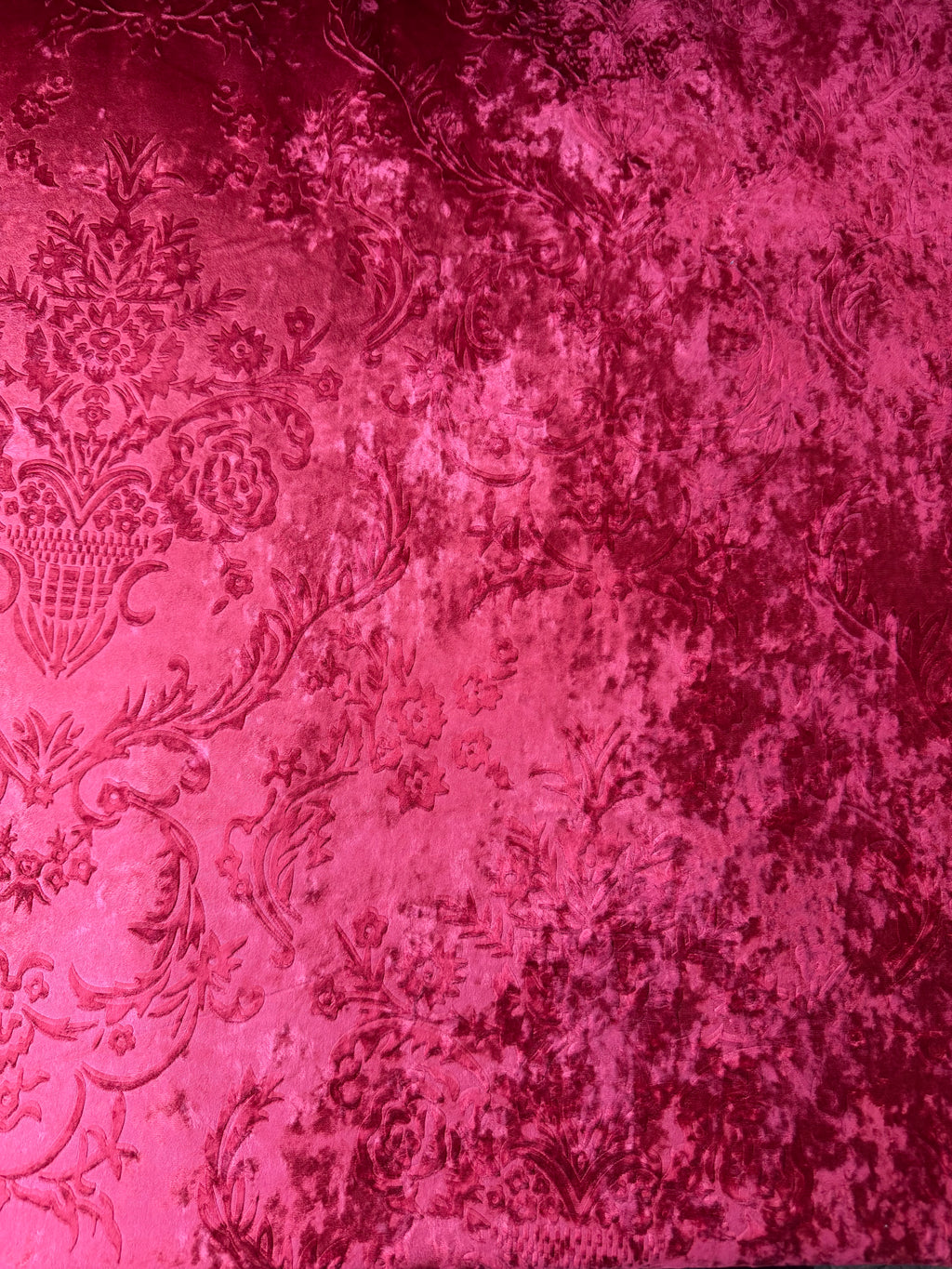 Damascato Jacquard Barocco Velluto Operato Bordeaux Doppia Altezza