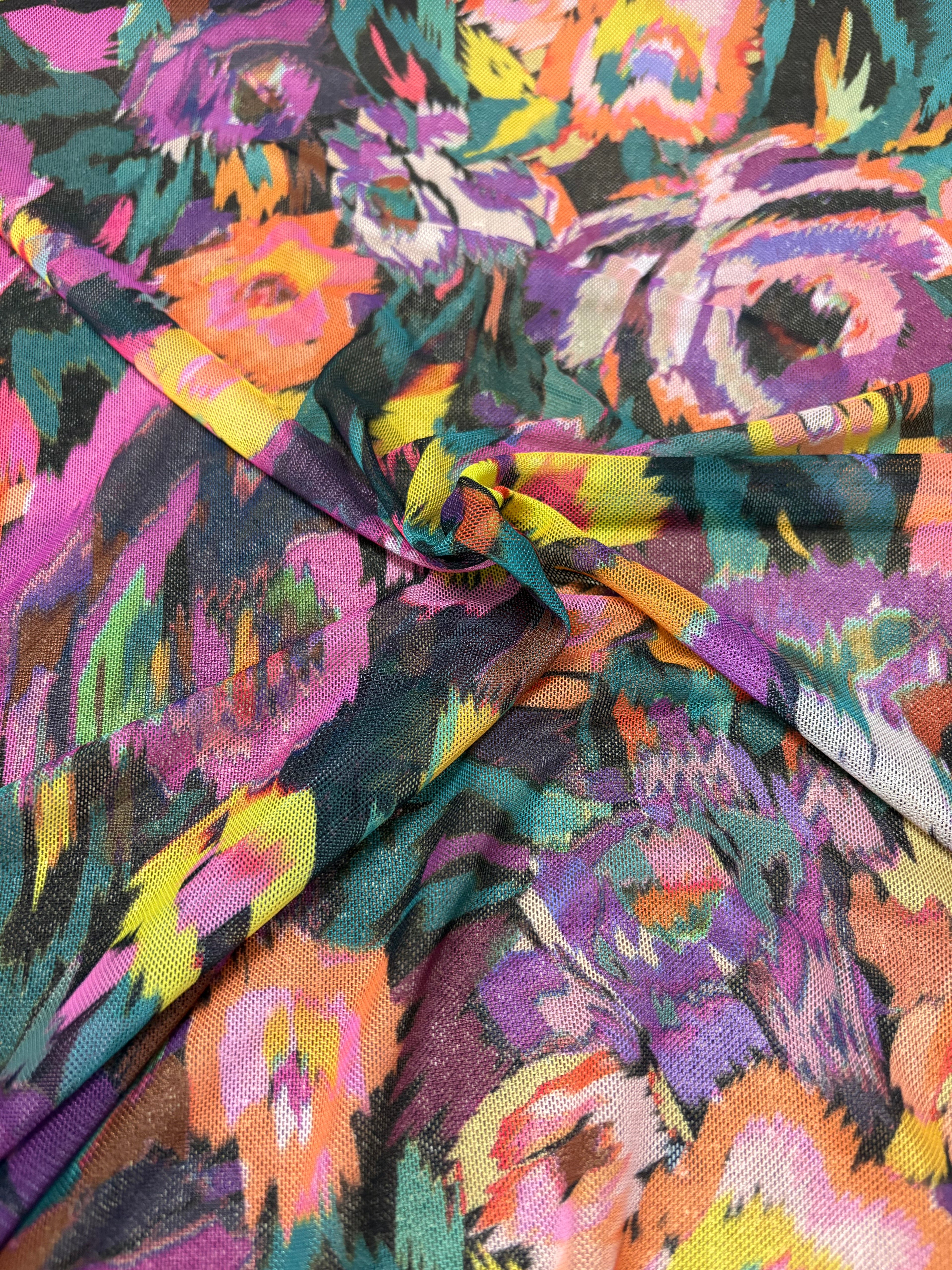 Rete (tullè) Bielastico Fantasia Floreale