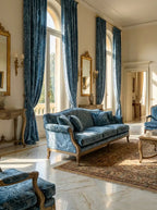 Scampolo Damascato Jacquard Barocco Velluto Operato Celeste Polvere 2,00x2,80