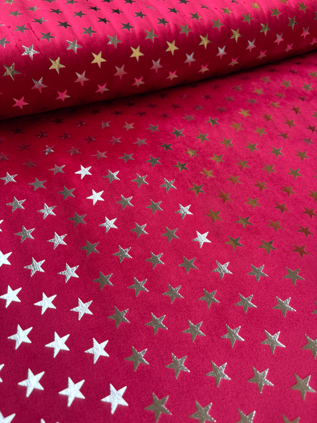 Velluto Rosso Stelle Glitter Natalizio Natale