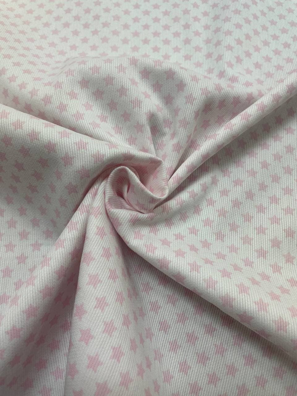 Tessuto Piquet Cotone Stelle Stelline Rosa Celeste 150H