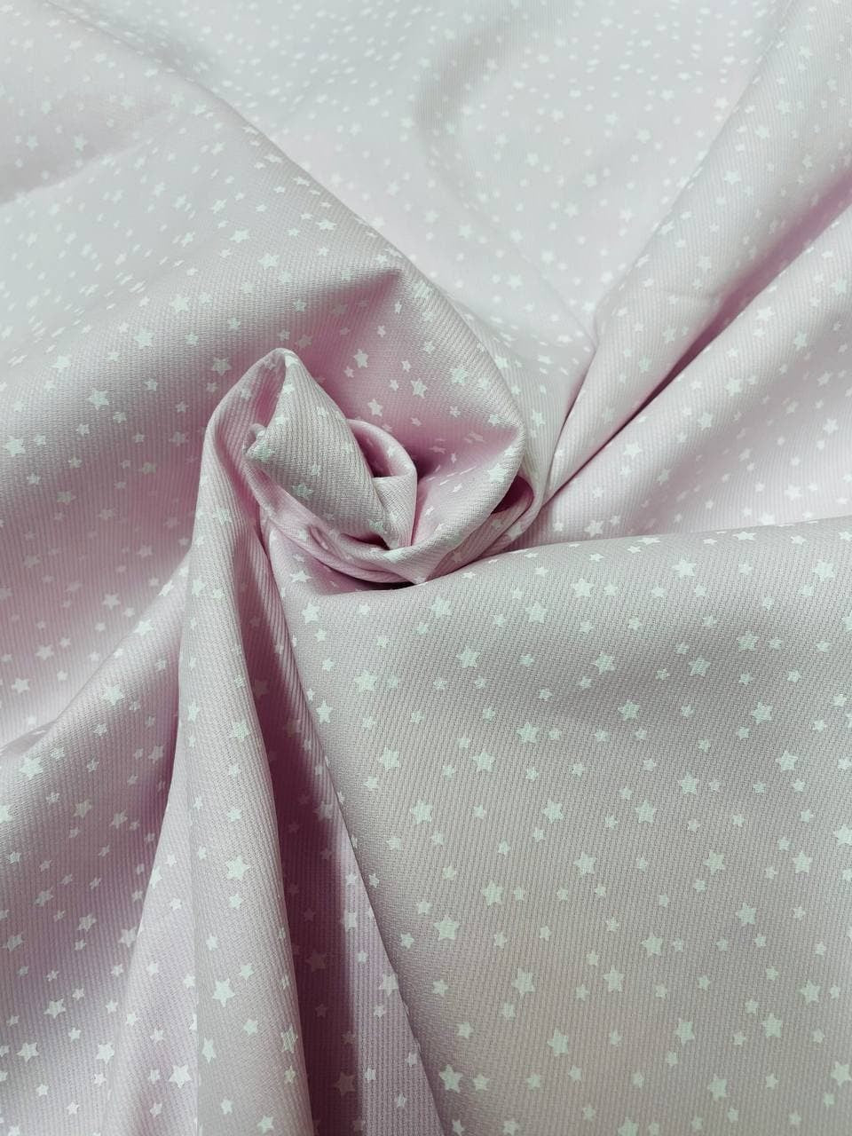 Piquet Cotone Stelle Sparse Rosa Celeste Grigio