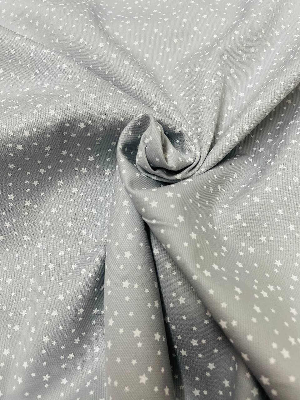 Piquet Cotone Stelle Sparse Rosa Celeste Grigio