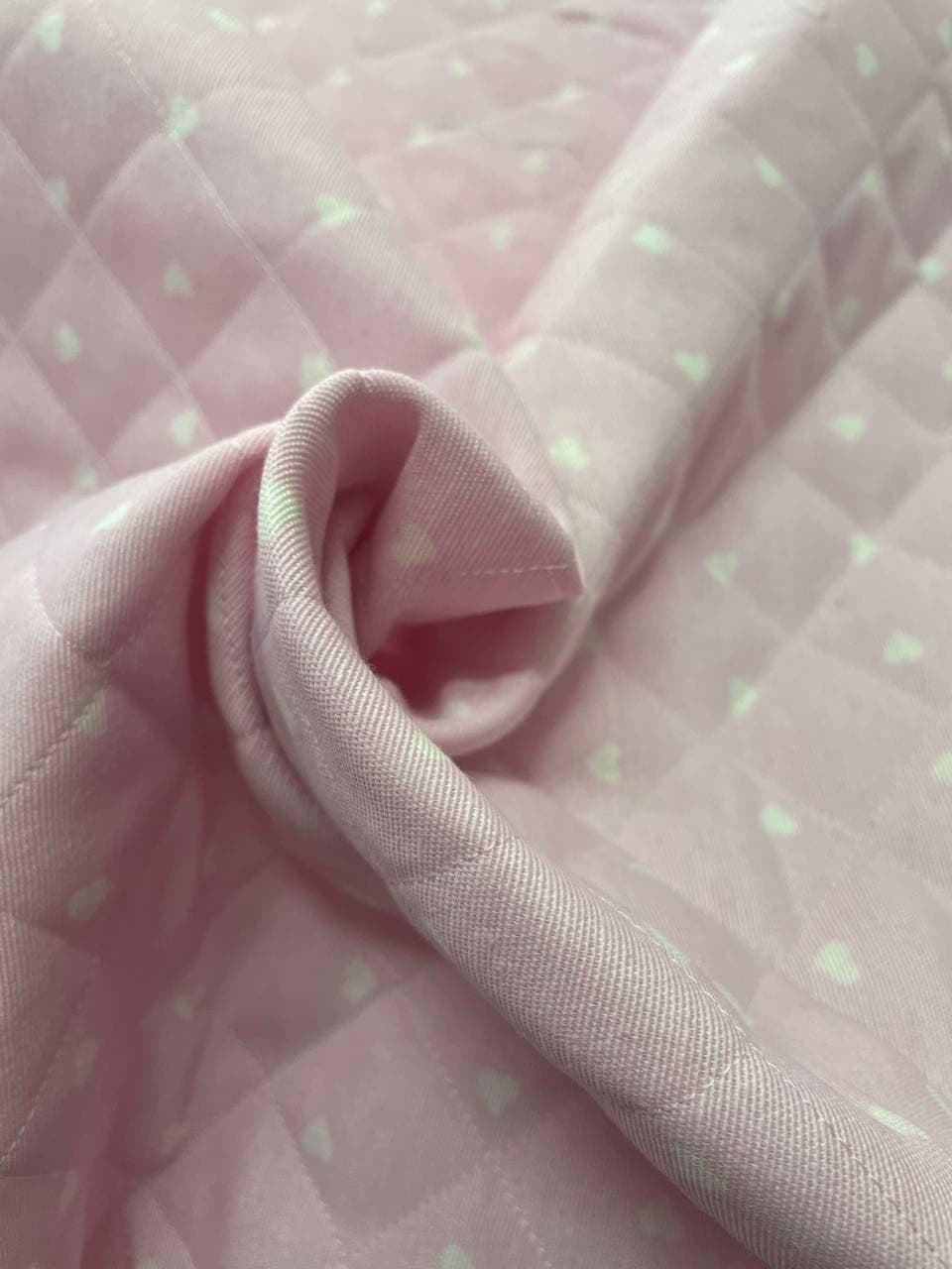 Tessuto Trapuntato Doubleface Rosa Cuori - WorldTessuti