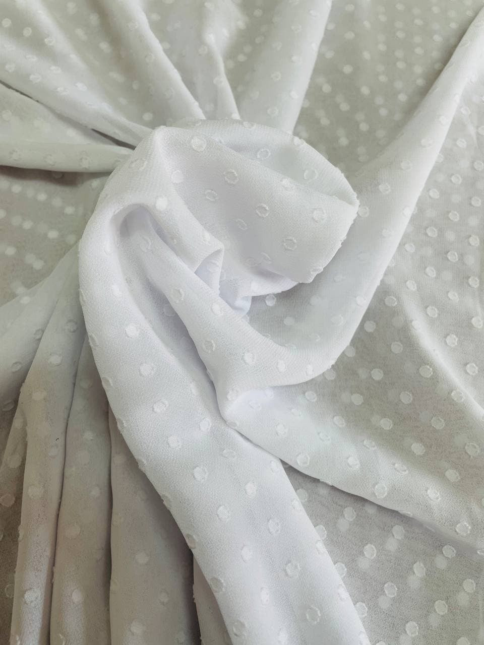 Chiffon Pois Plumettis Bianco