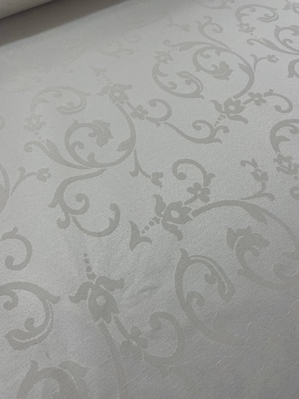 Tappezzeria Damascato Jacquard Bianco seta