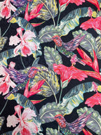 Broccato Floreale Nero Pappagallo Giungla - WorldTessuti