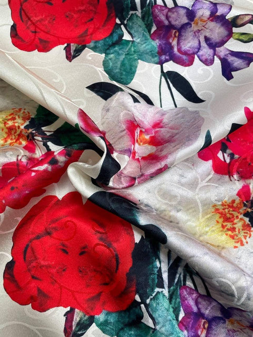 Broccato Floreale Rose Meraville - WorldTessuti