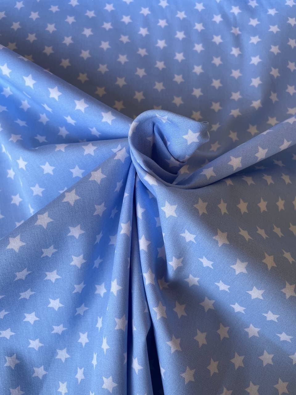 Tessuto Cotone Stelle Celeste 150H