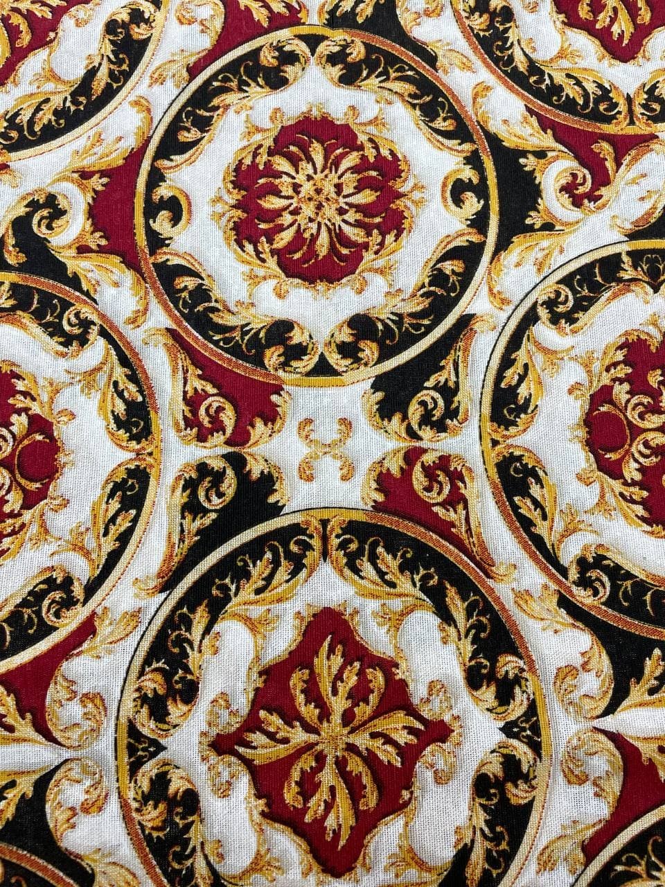 Scampolo Tessuto Cotone LONETA Arredo Barocco Maiolica Rosso 270X280 - WorldTessuti